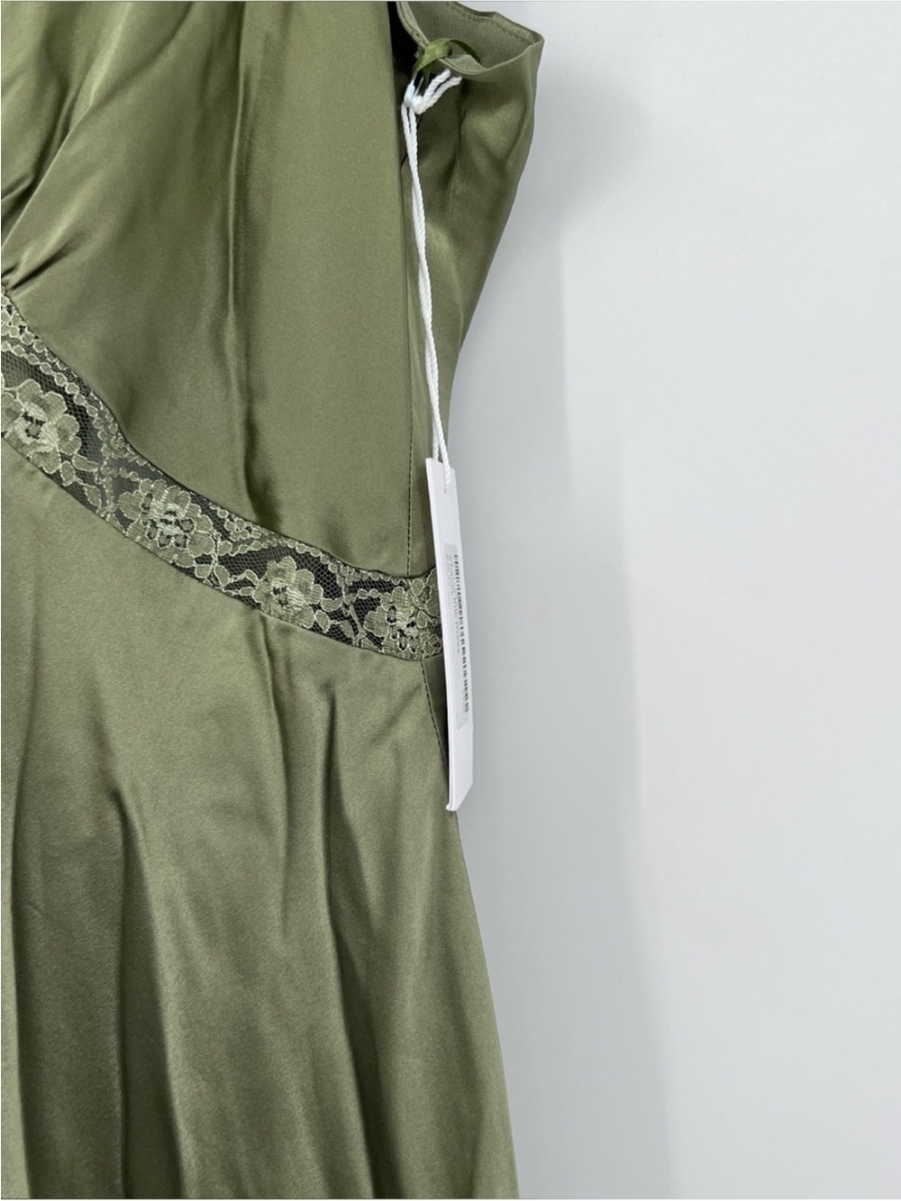 Reformation Chania Artichoke Silk Olive Green Slip Maxi Lace NWT Gown Dress XL - Picture 13 of 13